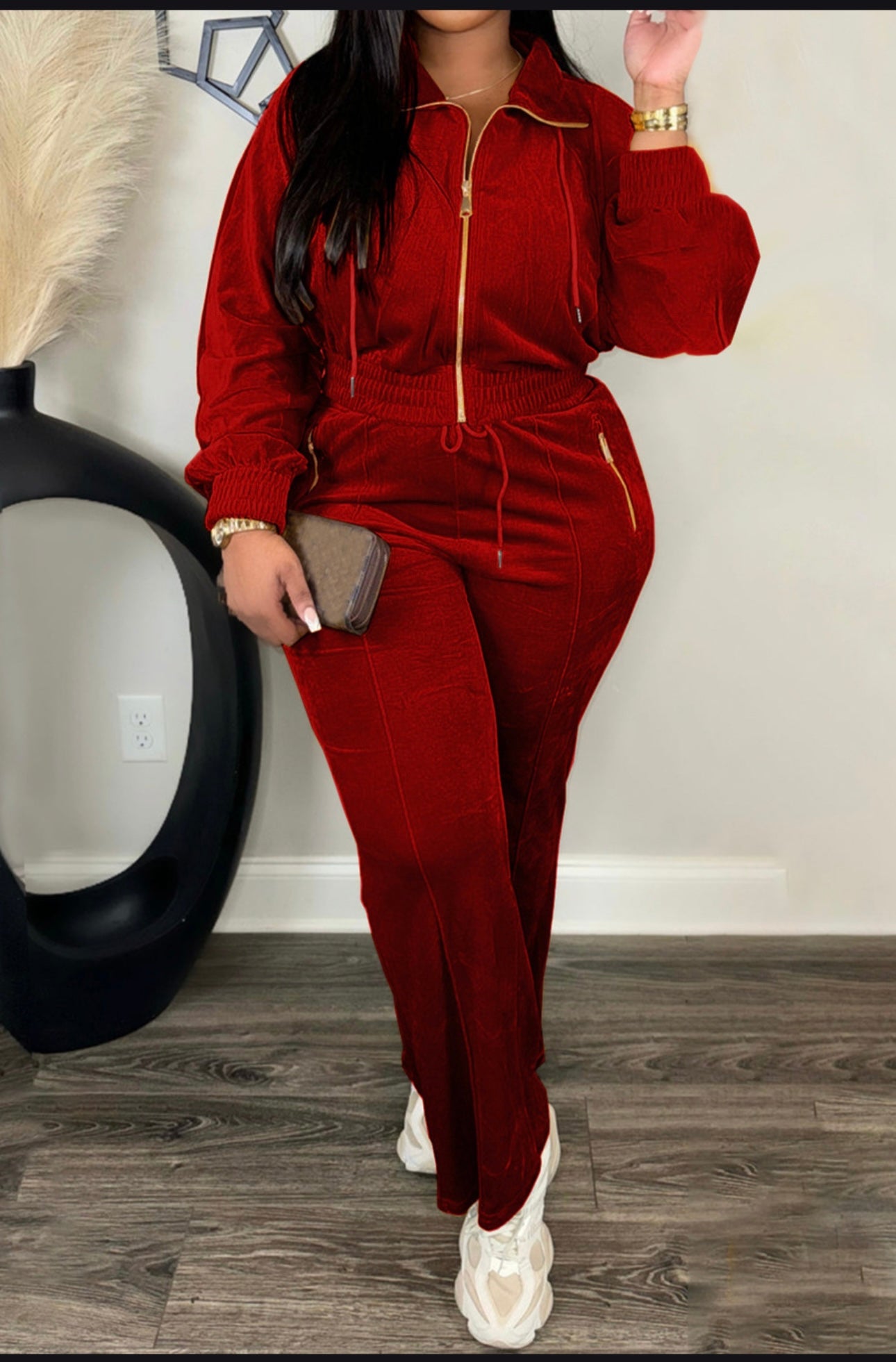 Ruby Red Sued2 Piece Set